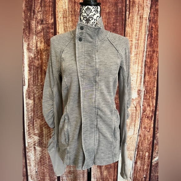 FP Movement by Free People | Marled Gray Ruched Zip-Up Jacket - Picture 4 of 15